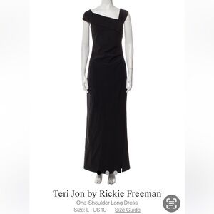 Teri Jon by Rickie Freeman asymmetrical one shoulder black formal Dress size 10
